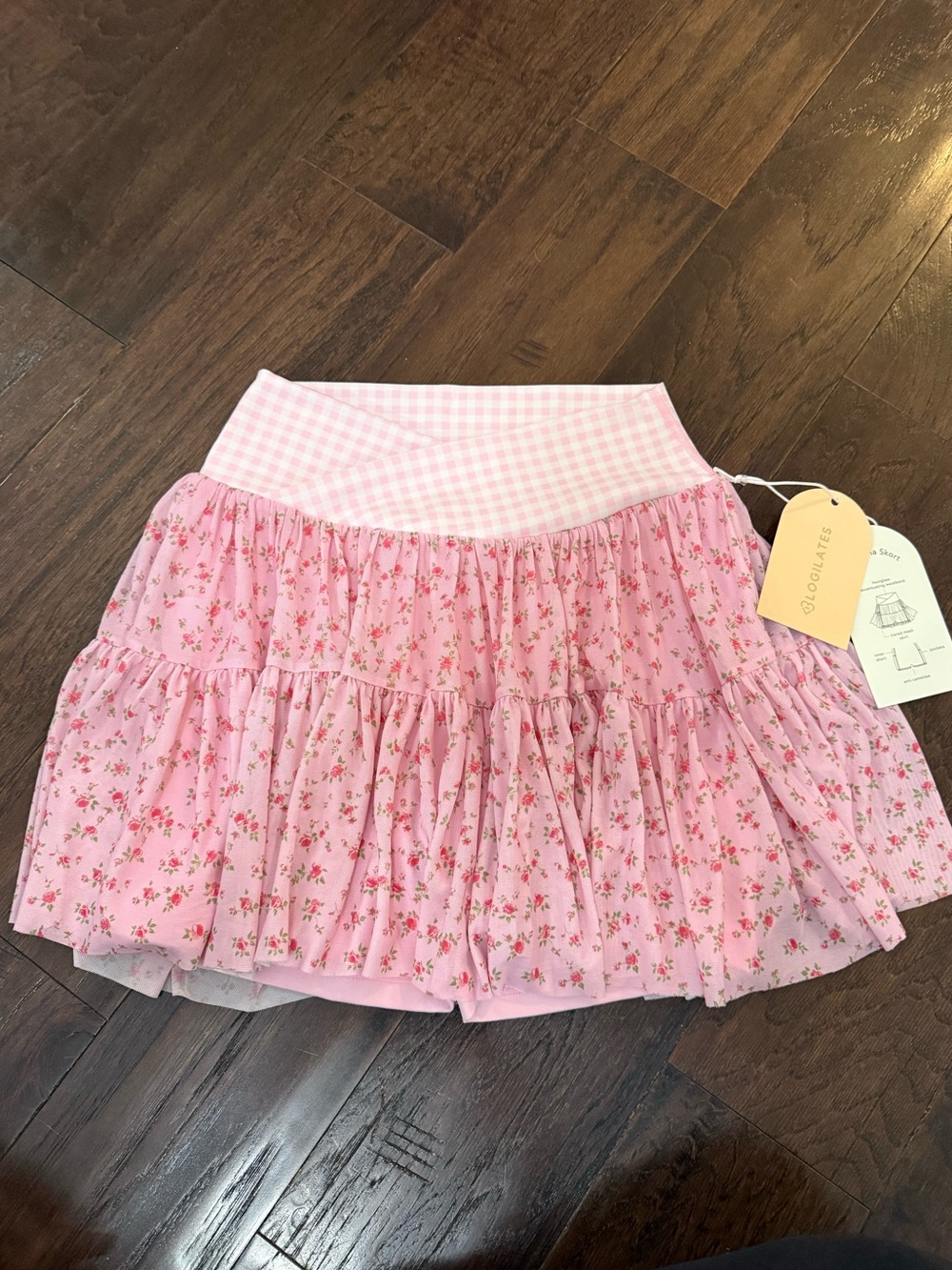 NWT Logilates  Pink Floral Ruffle Skirt size XS